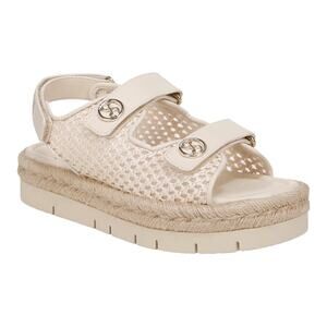 Sam and Libby Women's Austin Double Strap Flatform Sandals Ivory Size 7 1/2